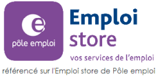 Logo Pôle emploi, emploi store, vos services de l'emploi. Référencé sur l'Emploi store de Pôle emploi.