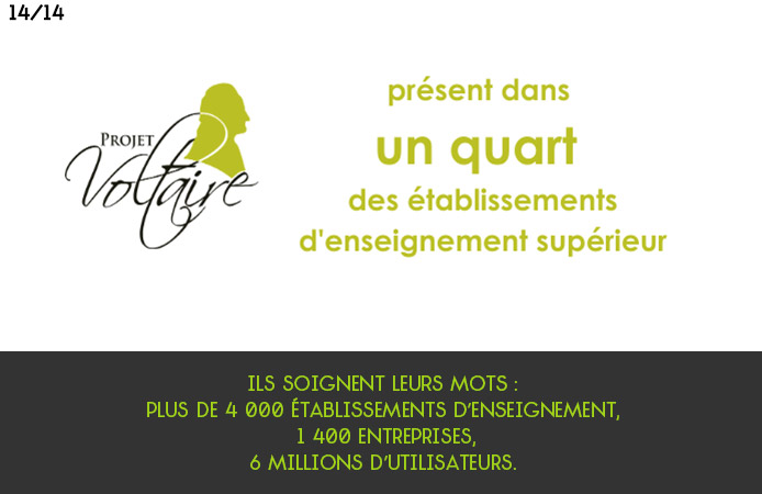 Slide 14 Projet Voltaire pour les établissements de l'enseignement supérieur